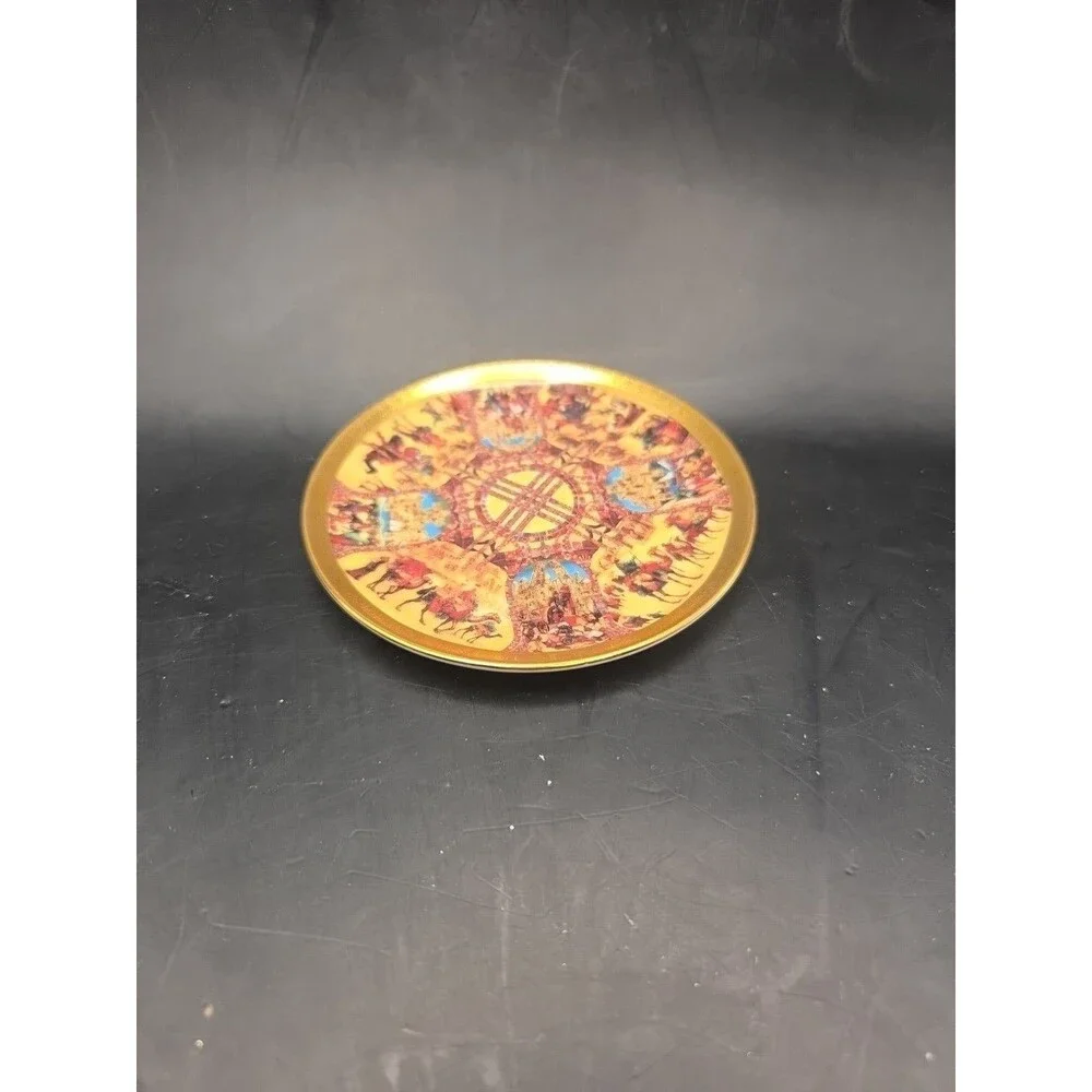 Vintage The Silk Road Porcelain Gold Decorated Kazakhstan Mini Plate